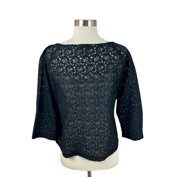 April Cornell S Black Lace Floral Embroidered Button Front - Picture 3 of 4